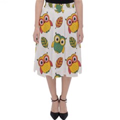 Background-with-owls-leaves-pattern Classic Midi Skirt