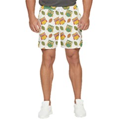 Background-with-owls-leaves-pattern Men s Runner Shorts by uniart180623