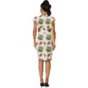 Background-with-owls-leaves-pattern Vintage Frill Sleeve V-Neck Bodycon Dress View4