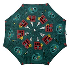 Seamless-pattern-hand-drawn-with-vehicles-buildings-road Straight Umbrellas by uniart180623