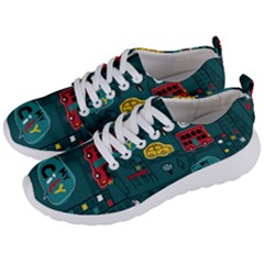Seamless-pattern-hand-drawn-with-vehicles-buildings-road Men s Lightweight Sports Shoes by uniart180623