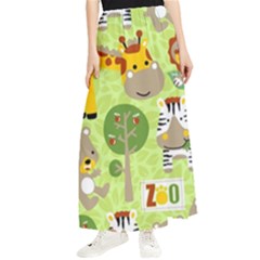 Funny-animals-cartoon Maxi Chiffon Skirt by uniart180623