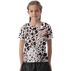 Mix-animal-skin-prints-seamless-pattern-vector Kids  Frill Chiffon Blouse by uniart180623