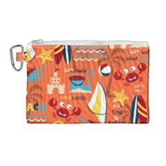 Seamless-pattern-vector-beach-holiday-theme-set Canvas Cosmetic Bag (large)