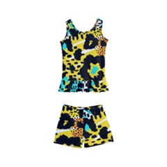 Seamless-leopard-wild-pattern-animal-print Kids  Boyleg Swimsuit