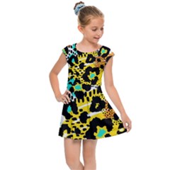 Seamless-leopard-wild-pattern-animal-print Kids  Cap Sleeve Dress