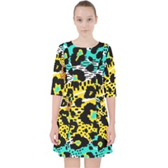 Seamless-leopard-wild-pattern-animal-print Quarter Sleeve Pocket Dress