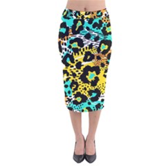 Seamless-leopard-wild-pattern-animal-print Velvet Midi Pencil Skirt
