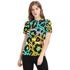 Seamless-leopard-wild-pattern-animal-print Women s Short Sleeve Rash Guard