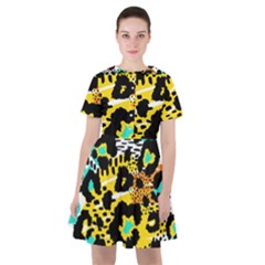 Seamless-leopard-wild-pattern-animal-print Sailor Dress