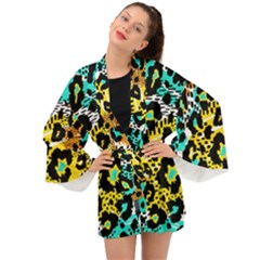 Seamless-leopard-wild-pattern-animal-print Long Sleeve Kimono