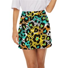 Seamless-leopard-wild-pattern-animal-print Mini Front Wrap Skirt