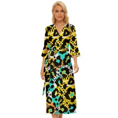 Seamless-leopard-wild-pattern-animal-print Midsummer Wrap Dress