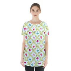 Birds-pattern-background Skirt Hem Sports Top by uniart180623