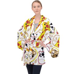 Vector-seamless-pattern-nice-animals-cartoon Long Sleeve Velvet Kimono 