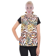 Abstract-geometric-seamless-pattern-with-animal-print Women s Button Up Vest by uniart180623