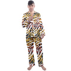 Abstract-geometric-seamless-pattern-with-animal-print Men s Long Sleeve Satin Pajamas Set by uniart180623