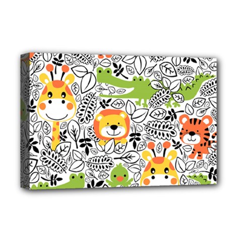 Seamless-pattern-with-wildlife-cartoon Deluxe Canvas 18  X 12  (stretched) by uniart180623