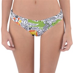 Seamless-pattern-with-wildlife-cartoon Reversible Hipster Bikini Bottoms