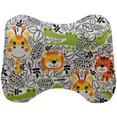 Seamless-pattern-with-wildlife-cartoon Head Support Cushion