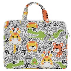 Seamless-pattern-with-wildlife-cartoon Macbook Pro 16  Double Pocket Laptop Bag  by uniart180623