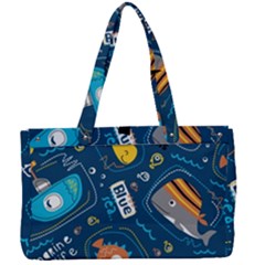 Seamless-pattern-vector-submarine-with-sea-animals-cartoon Canvas Work Bag by uniart180623