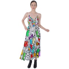 Graffiti-characters-seamless-pattern Tie Back Maxi Dress