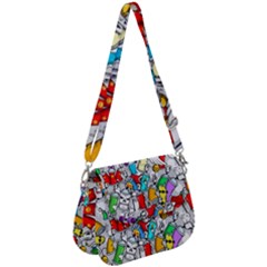 Graffiti-characters-seamless-pattern Saddle Handbag by uniart180623