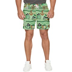 Seamless-pattern-fishes-pirates-cartoon Men s Runner Shorts by uniart180623