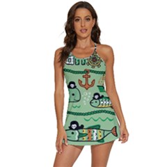 Seamless-pattern-fishes-pirates-cartoon 2-in-1 Flare Activity Dress by uniart180623