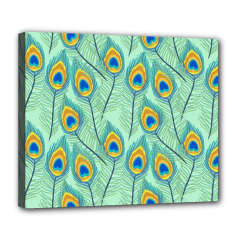 Lovely-peacock-feather-pattern-with-flat-design Deluxe Canvas 24  X 20  (stretched) by uniart180623