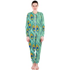 Lovely-peacock-feather-pattern-with-flat-design Onepiece Jumpsuit (ladies) by uniart180623