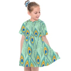 Lovely-peacock-feather-pattern-with-flat-design Kids  Sailor Dress by uniart180623