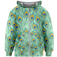 Lovely-peacock-feather-pattern-with-flat-design Kids  Zipper Hoodie Without Drawstring