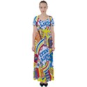 Colorful-city-life-horizontal-seamless-pattern-urban-city High Waist Short Sleeve Maxi Dress View1