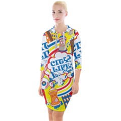 Colorful-city-life-horizontal-seamless-pattern-urban-city Quarter Sleeve Hood Bodycon Dress by uniart180623