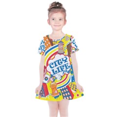 Colorful-city-life-horizontal-seamless-pattern-urban-city Kids  Simple Cotton Dress