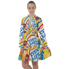 Colorful-city-life-horizontal-seamless-pattern-urban-city All Frills Chiffon Dress by uniart180623