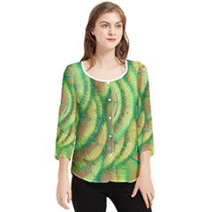 Beautiful-peacock Chiffon Quarter Sleeve Blouse