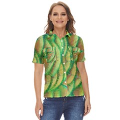 Beautiful-peacock Women s Short Sleeve Double Pocket Shirt