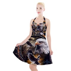 Eagle Dreamcatcher Art Bird Native American Halter Party Swing Dress  by uniart180623