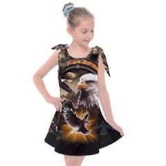 Eagle Dreamcatcher Art Bird Native American Kids  Tie Up Tunic Dress by uniart180623