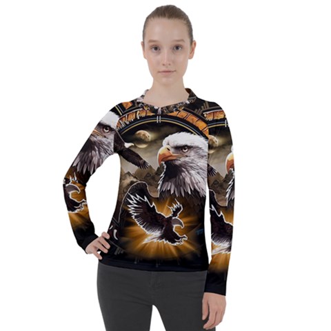 Eagle Dreamcatcher Art Bird Native American Women s Pique Long Sleeve Tee by uniart180623