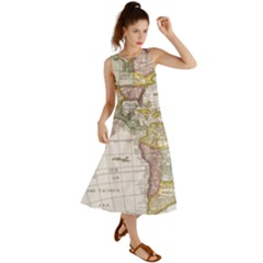 Vintage Map Of The Americas Summer Maxi Dress