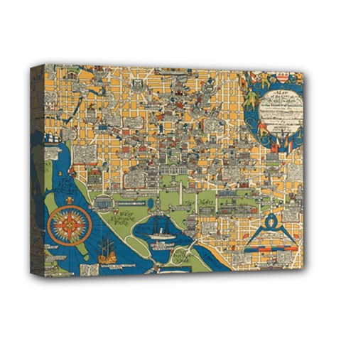 Vintatge Map Of Washington Dc Deluxe Canvas 16  X 12  (stretched)  by uniart180623