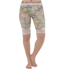 Old World Map Of Continents The Earth Vintage Retro Cropped Leggings 