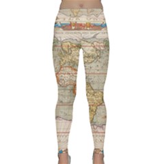 Old World Map Of Continents The Earth Vintage Retro Classic Yoga Leggings by uniart180623