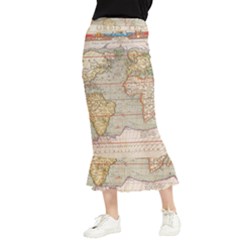 Old World Map Of Continents The Earth Vintage Retro Maxi Fishtail Chiffon Skirt by uniart180623