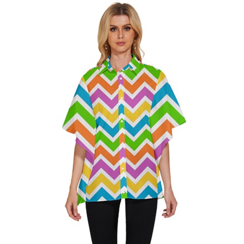 Chevron-pattern-design-texture Women s Batwing Button Up Shirt by uniart180623