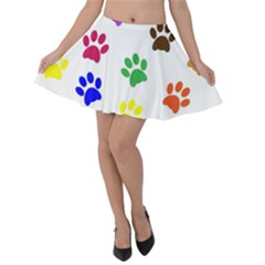 Pawprints-paw-prints-paw-animal Velvet Skater Skirt by uniart180623